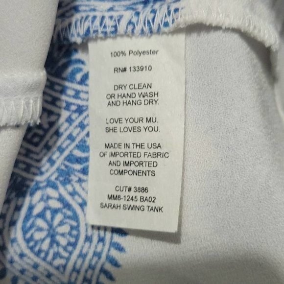 Show Me Your Mumu Small Blue & White Geometric Scoop Neck Sarah Swing Tank Top - Picture 6 of 7